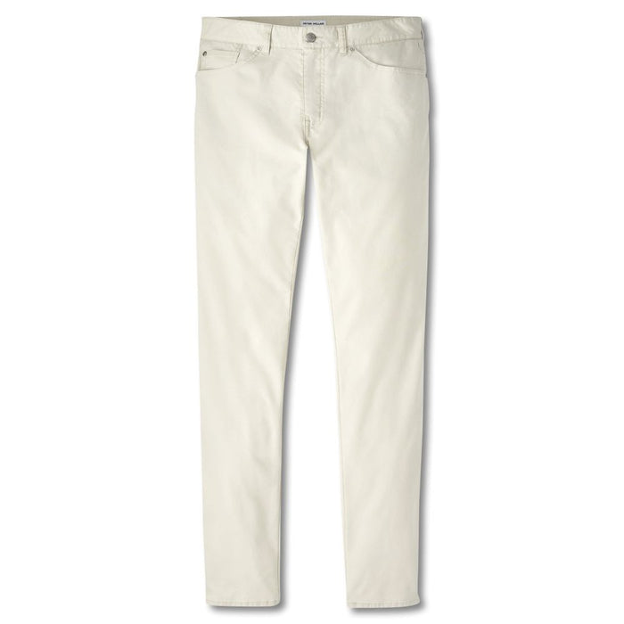 Peter Millar Crown Comfort off-white five-pocket pants in a soft, performance stretch fabric with a classic fit.