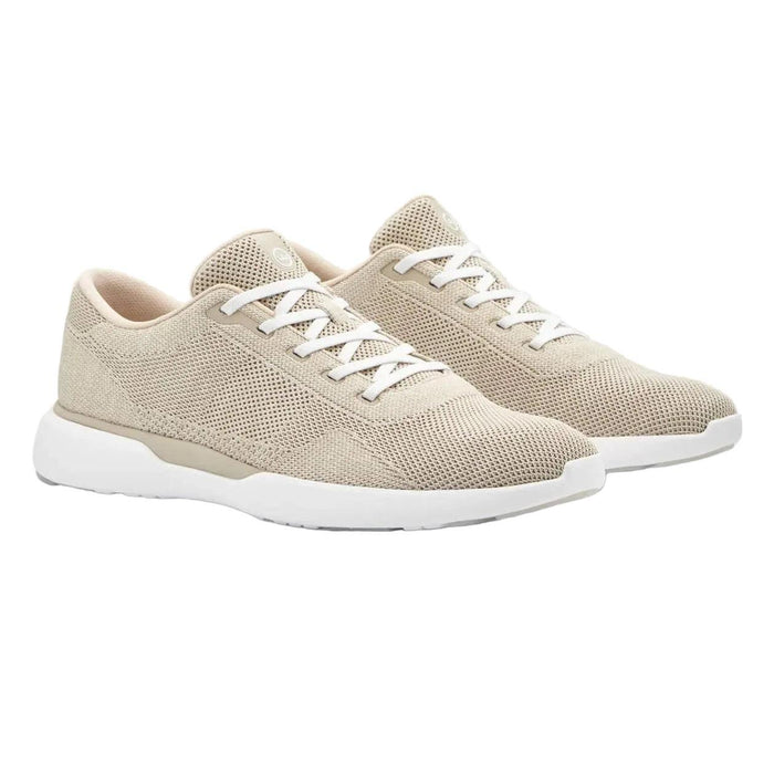 Peter Millar Glide V3 beige performance mesh sneakers with white laces and a lightweight foam sole.