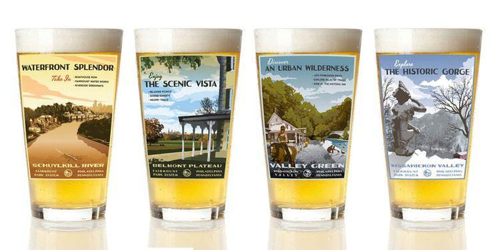Philly Pint Glass by Philly Outside at local housewares store Division IV in Philadelphia, Pennsylvania