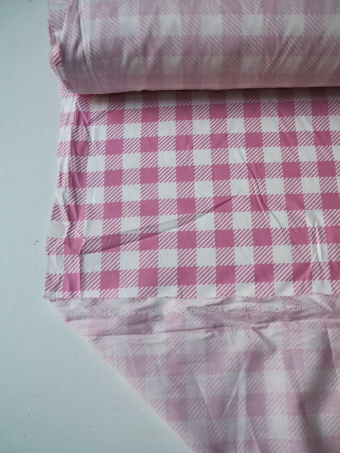 Pink Check Cotton Poplin