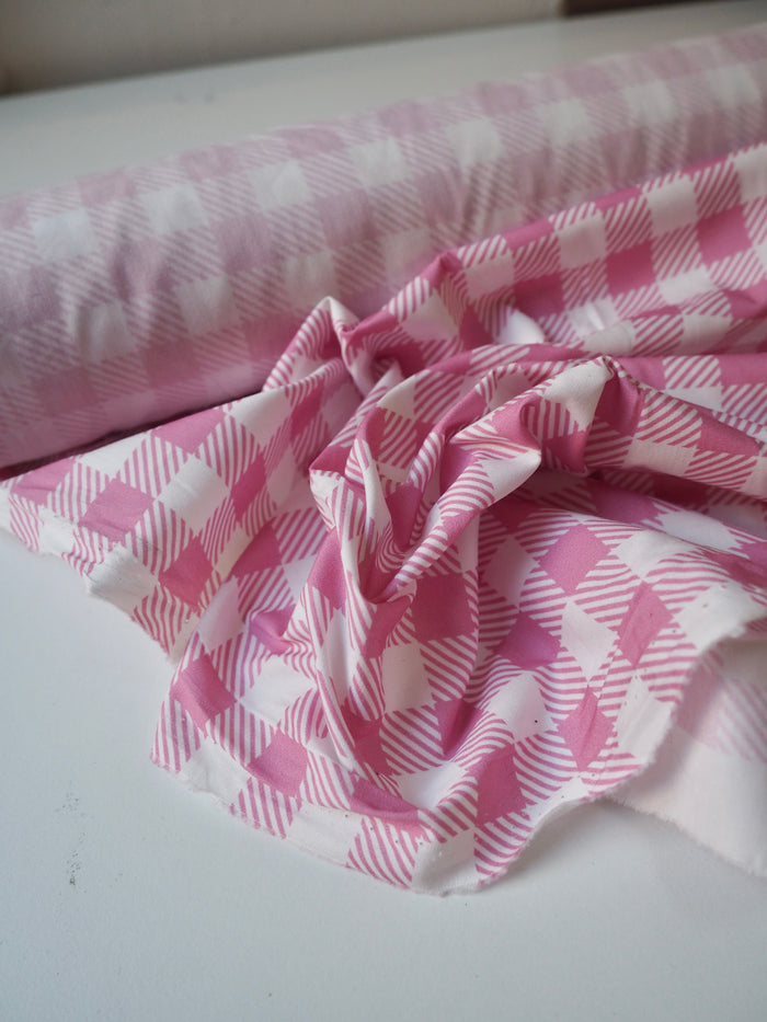 Pink Check Cotton Poplin