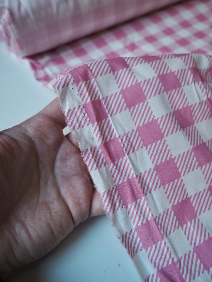 Pink Check Cotton Poplin