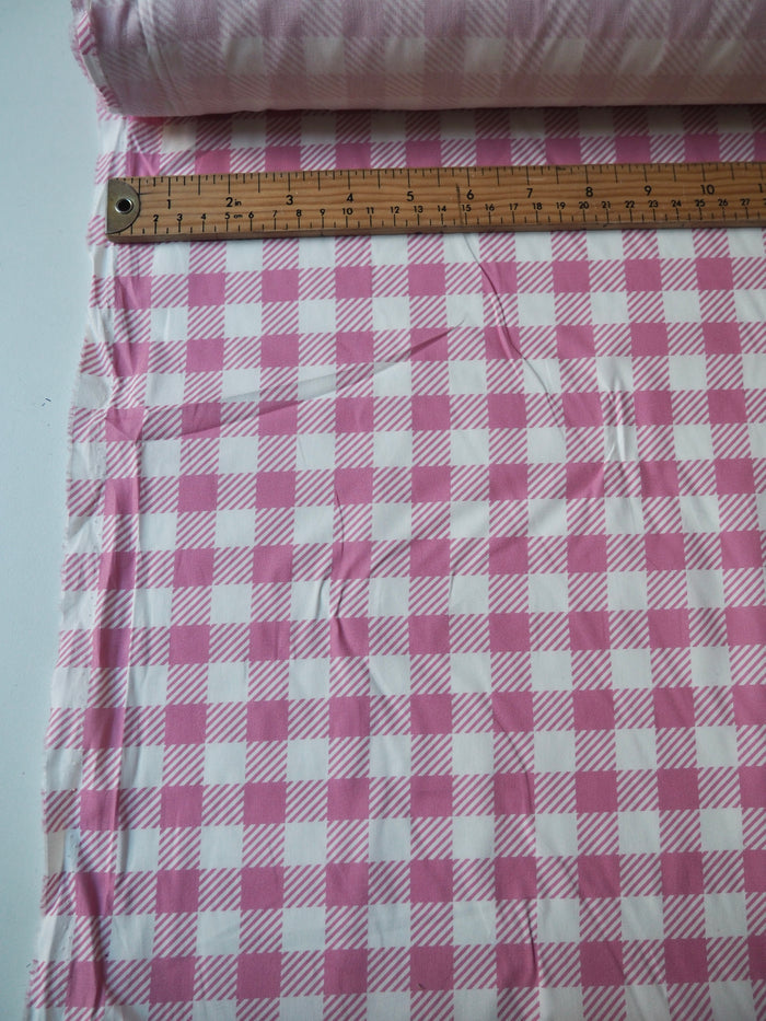 Pink Check Cotton Poplin