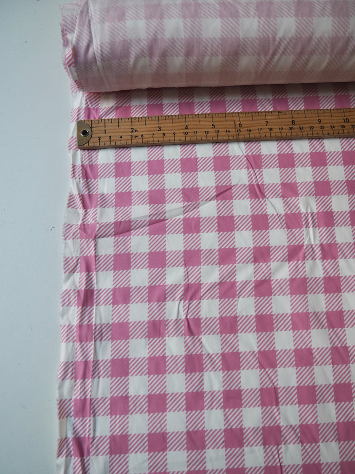 Pink Check Cotton Poplin