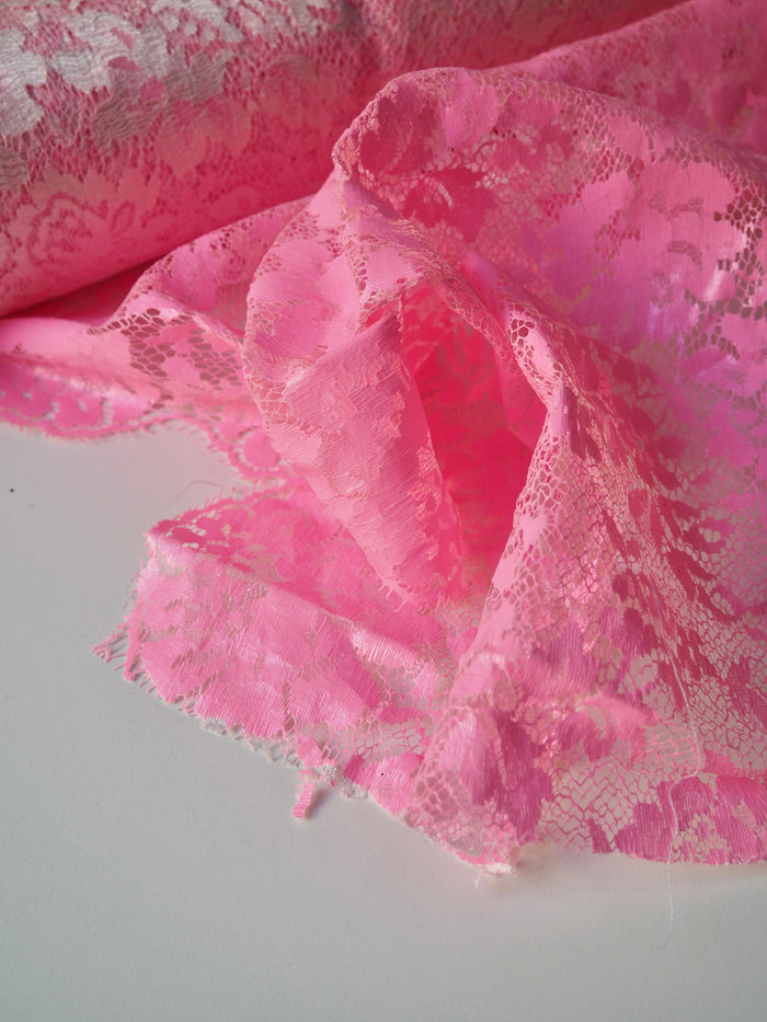 Pink Coated Floral Scallop Lace