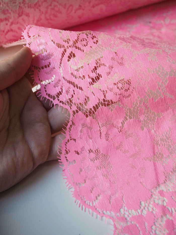 Pink Coated Floral Scallop Lace