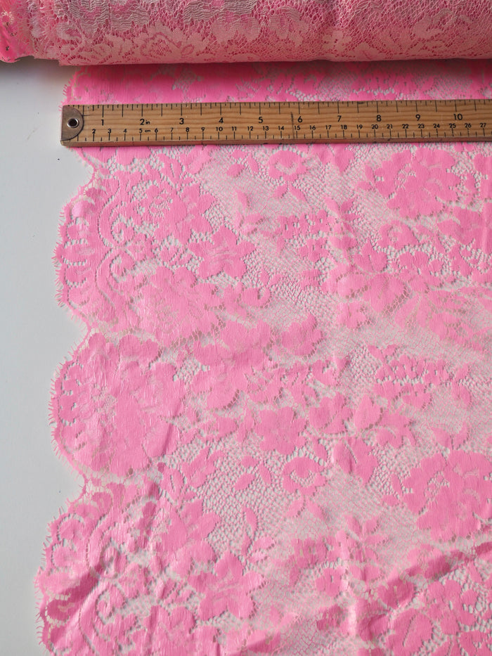 Pink Coated Floral Scallop Lace