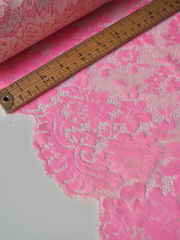 Pink Coated Floral Scallop Lace
