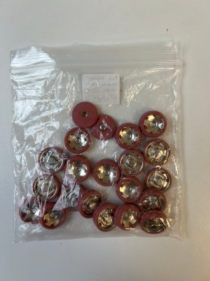 Pink Fabric Covered Press Studs 22mm x19