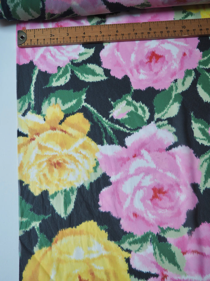 Pink + Yellow Rose Warped Chiffon