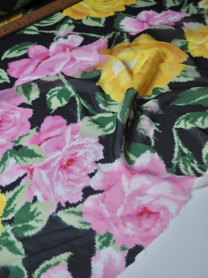 Pink + Yellow Rose Warped Chiffon