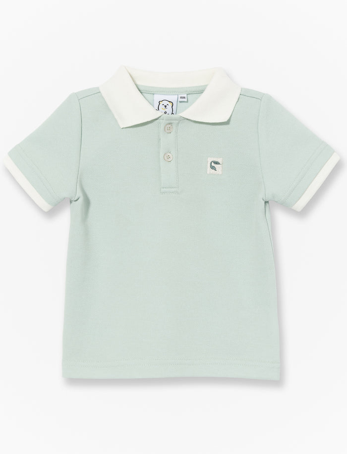 Polo à col contrastant