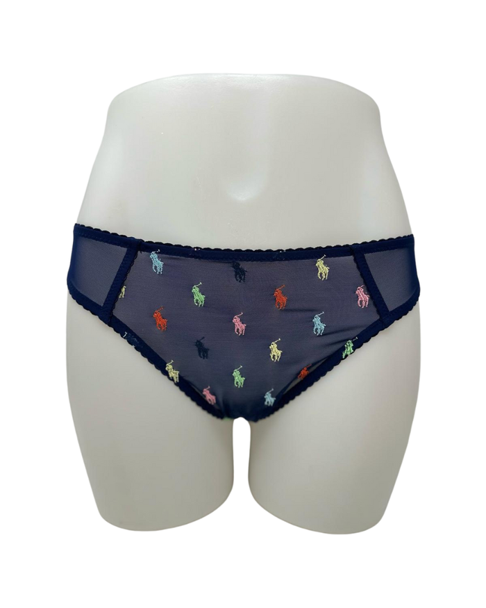 Polo by Ralph Lauren 4P0178-R2815 Navy Mesh Embroidered Sheer Bikini Myselflingerie.com