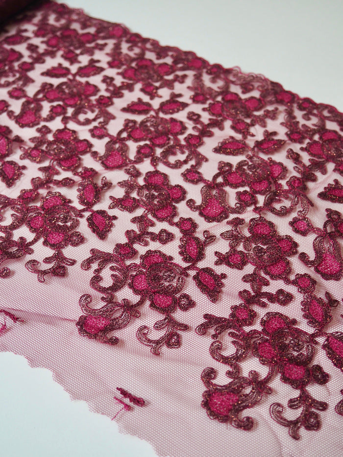 Pomegranate Lurex Scallop Lace Trim 25cm