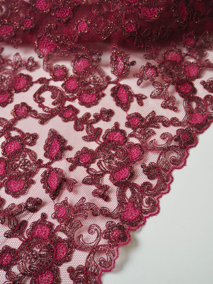 Pomegranate Lurex Scallop Lace Trim 25cm