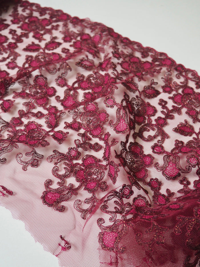 Pomegranate Lurex Scallop Lace Trim 25cm