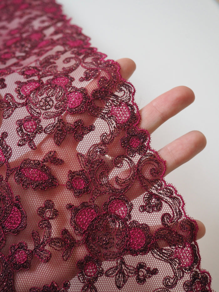 Pomegranate Lurex Scallop Lace Trim 25cm
