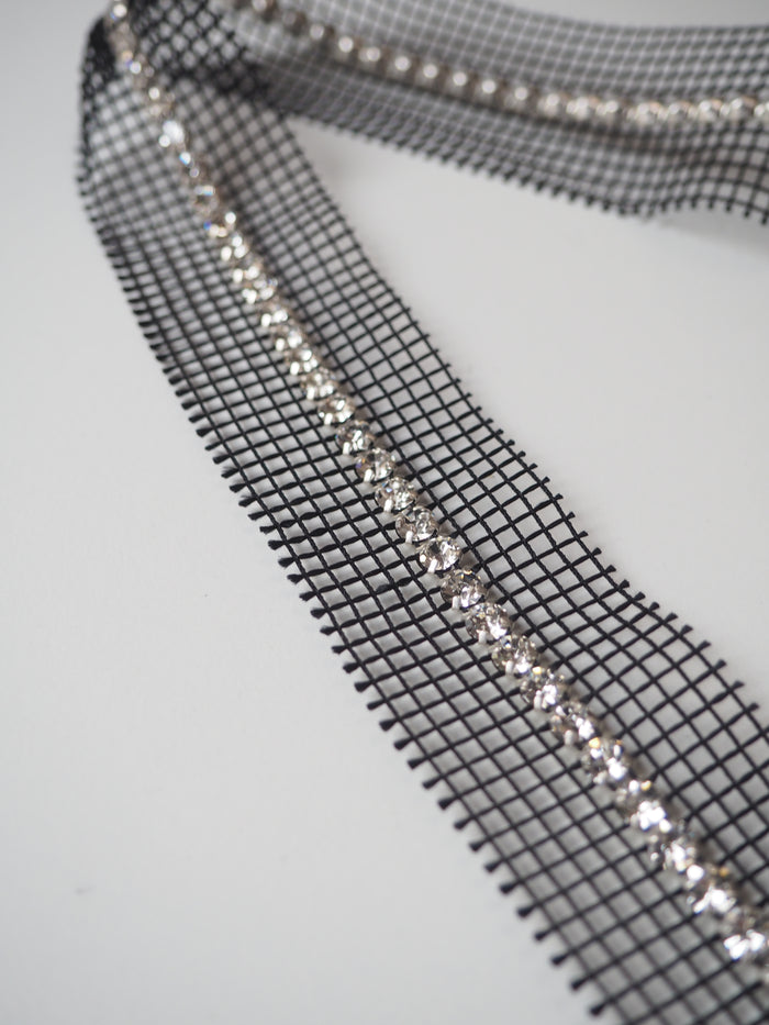 Preciosa Clear Black Diamante Trim 3cm