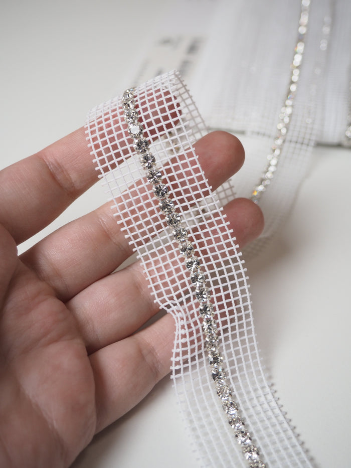 Preciosa Clear White Diamante Trim 3cm