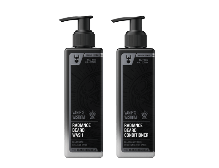 Radiance Beard Wash & Conditioner Bundle in Vanir's Wisdom scent. The Beard Struggle