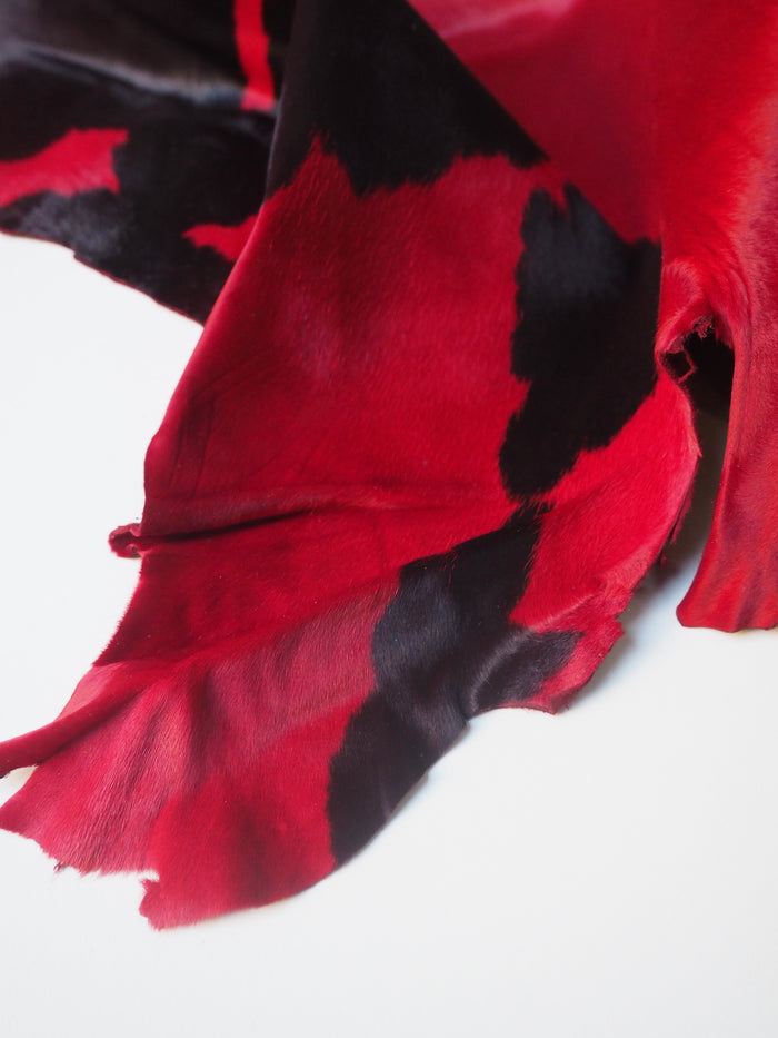 Red + Black Spotted Kidskin Hide