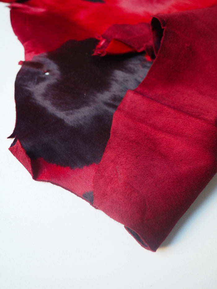 Red + Black Spotted Kidskin Hide