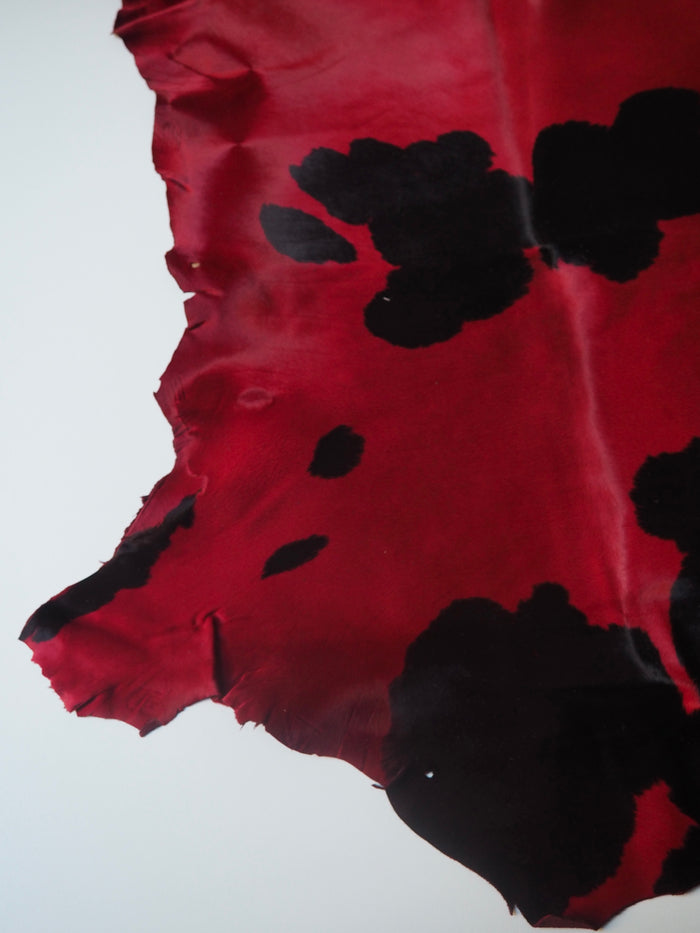 Red + Black Spotted Kidskin Hide