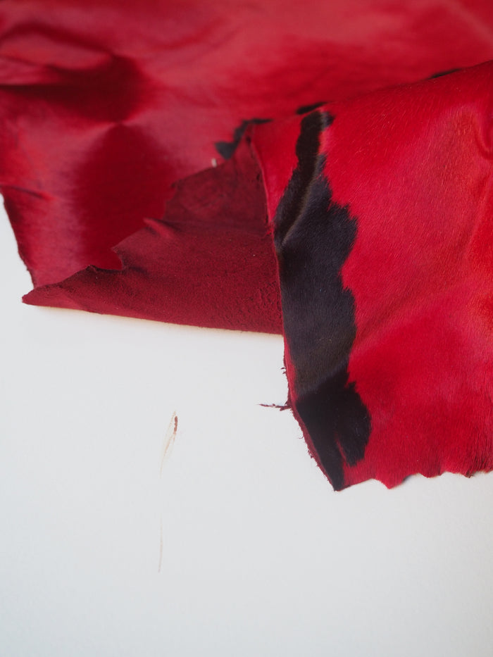 Red + Black Spotted Kidskin Hide