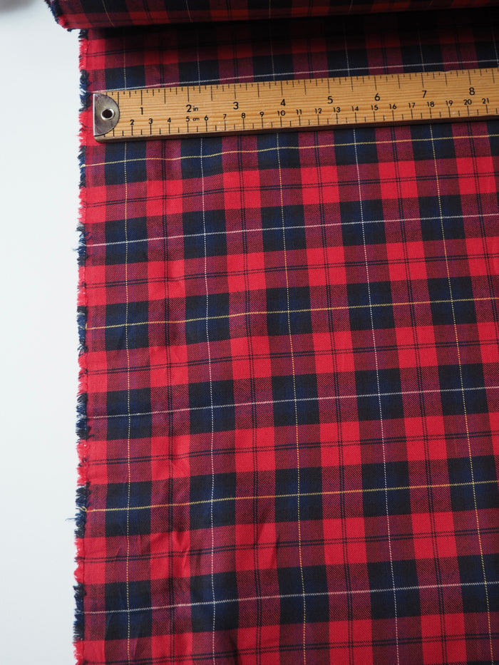 Red + Blue Check Cotton Twill