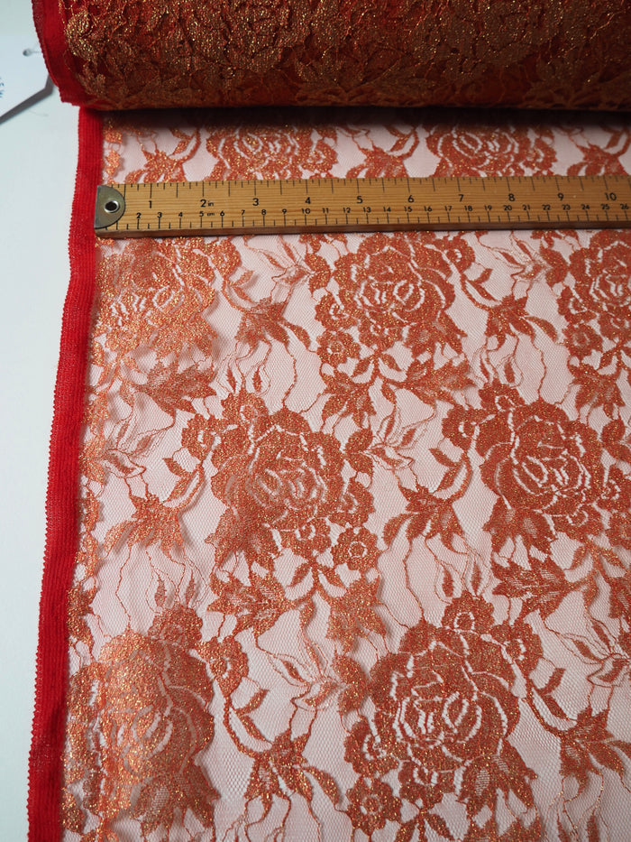 Red + Gold Rose Lurex Lace