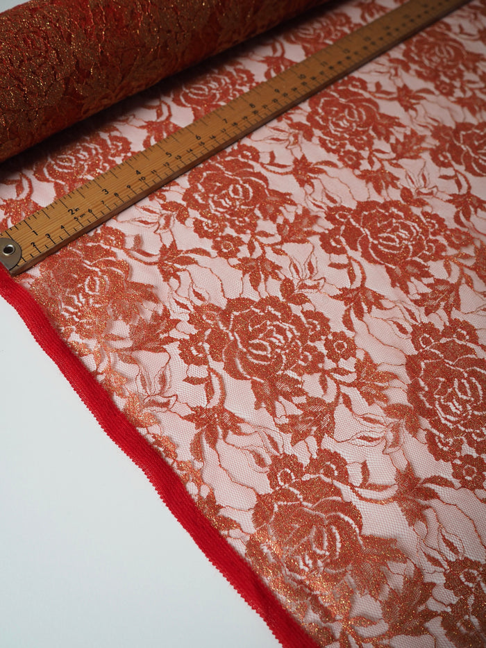 Red + Gold Rose Lurex Lace