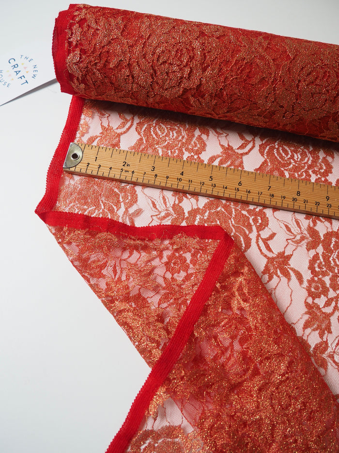 Red + Gold Rose Lurex Lace