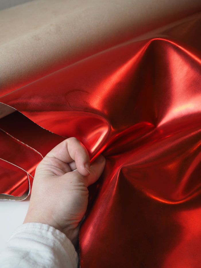 Red Metallic Calfskin