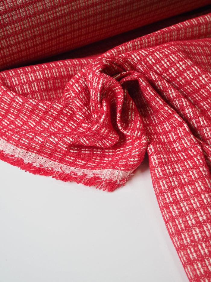 Red Square Stretch Cotton Jacquard