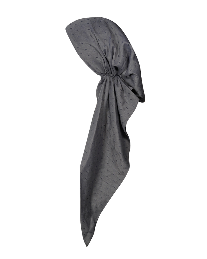 Revaz Chambray Swiss Dots Adjustable Pre-Tied Bandanna with Velvet Grip