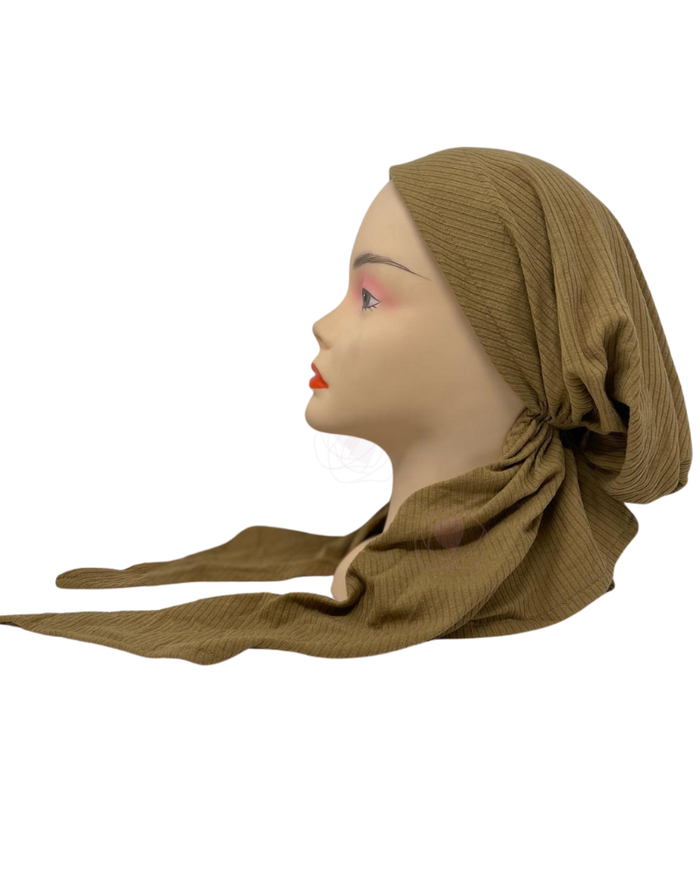 Revaz Tan Ribbed Adjustable Pre-Tied Bandanna with Velvet Grip