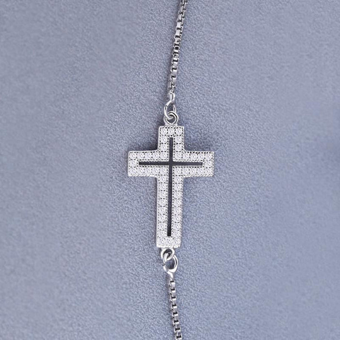Rhinestone Cross Charm Bracelet