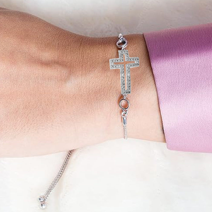 Rhinestone Cross Charm Bracelet