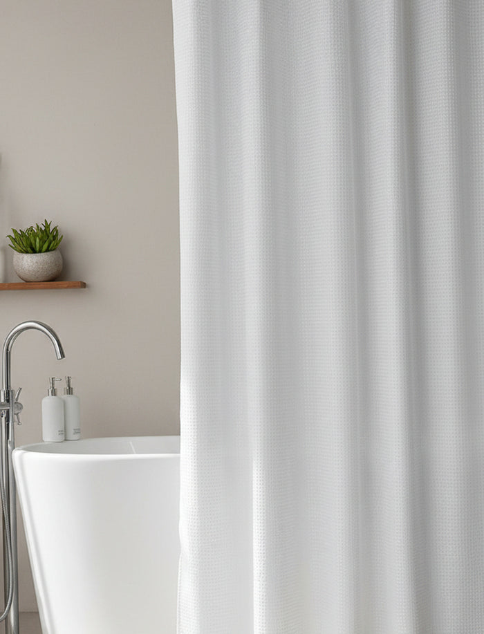 Rideau de douche à pois en jacquard