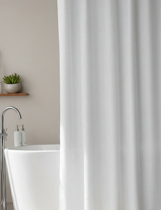 Rideau de douche à pois en jacquard