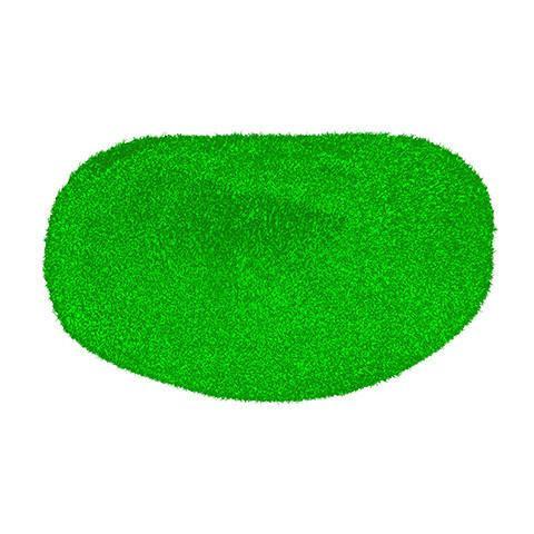 A bright green, oval artificial grass patch is shown against a white background, ideal for displaying the Rip It Chin Cup for Defense Softball Fielder's Mask (DGCHIN) by Rip It.