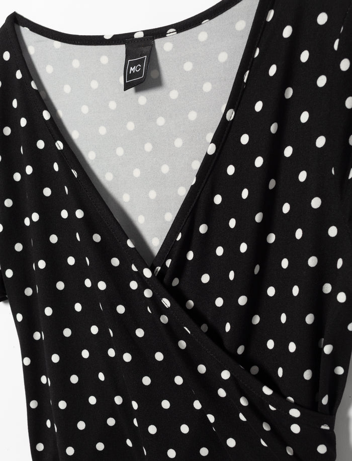 Robe à pois à col cache-cœur