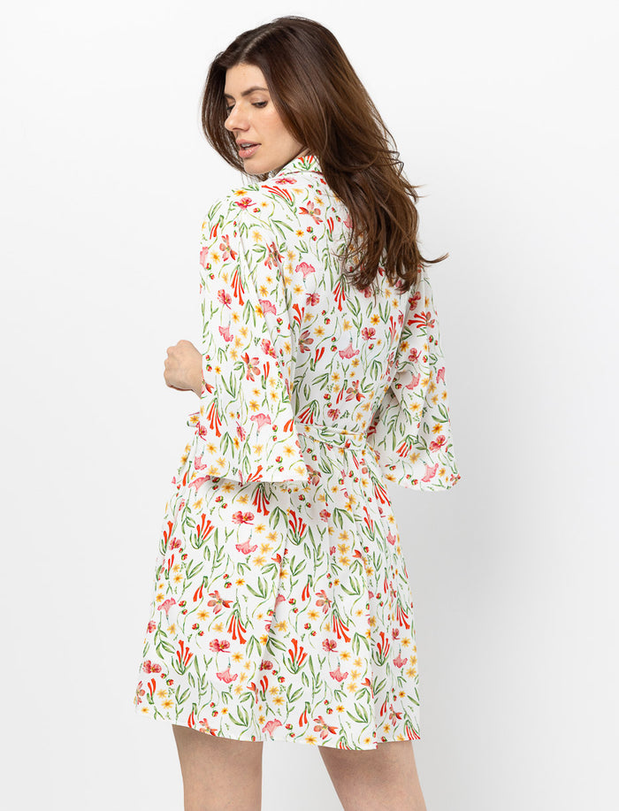 Robe chemisier fleurie ceinturée