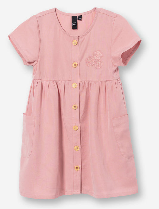 Robe cintrée unie imprimé floral poitrine
