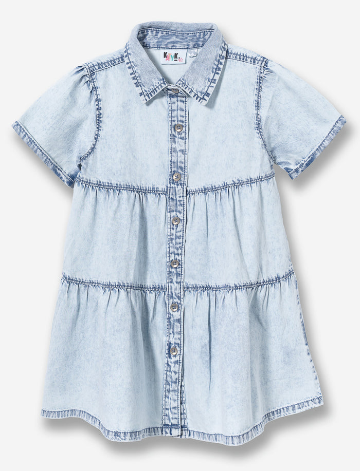 Robe en denim à col chemisier - petite fille