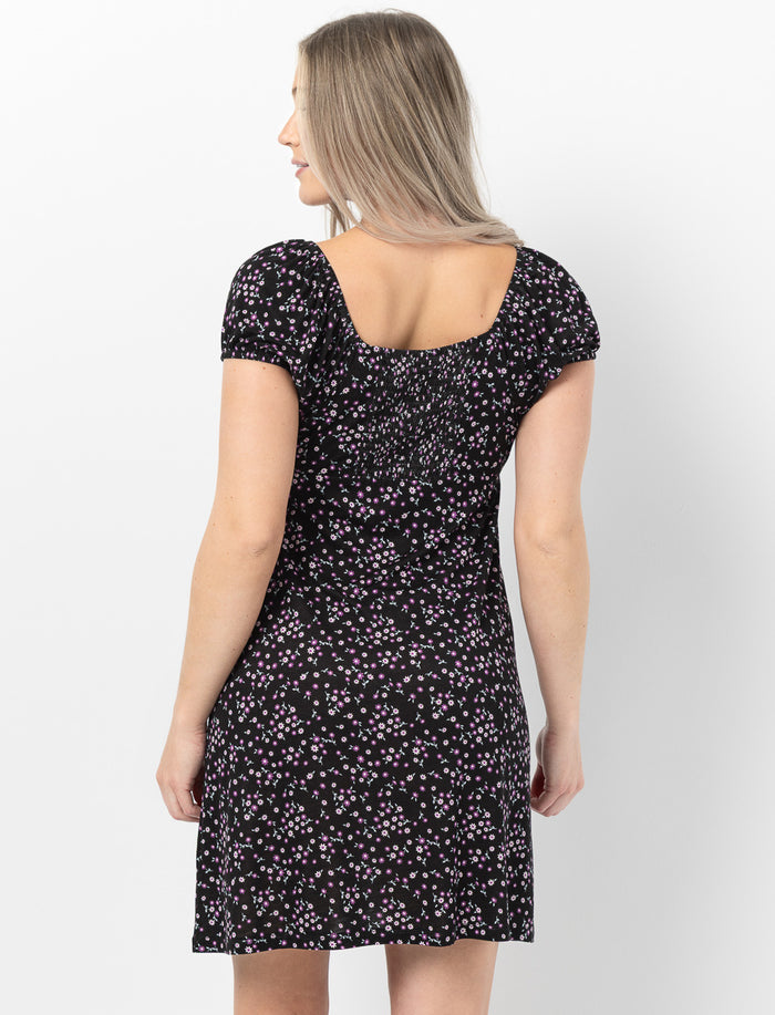 Robe fleurie coupe évasée