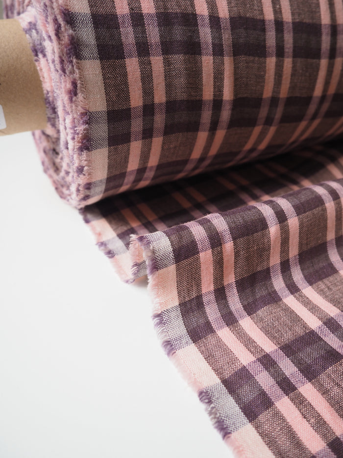 Rose Berry Plaid Linen