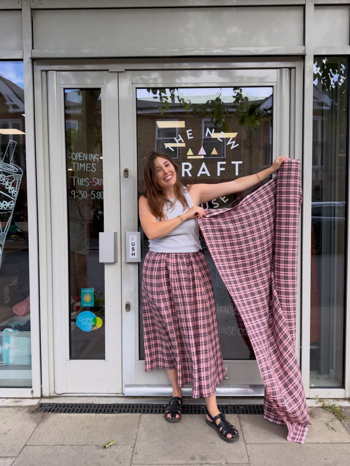 Rose Berry Plaid Linen