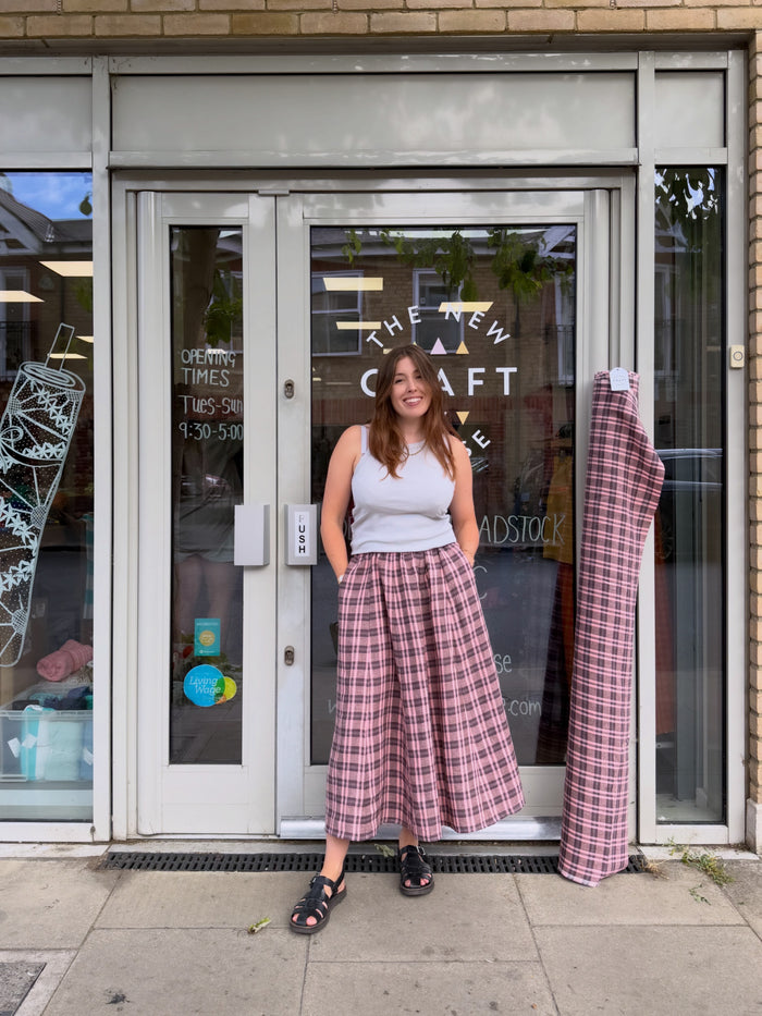 Rose Berry Plaid Linen