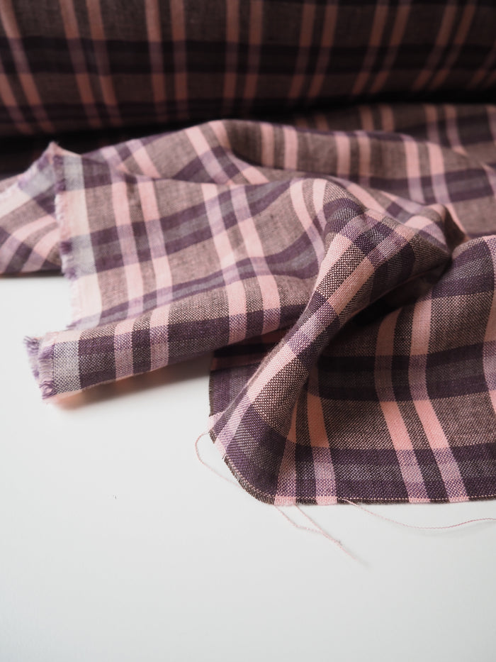 Rose Berry Plaid Linen